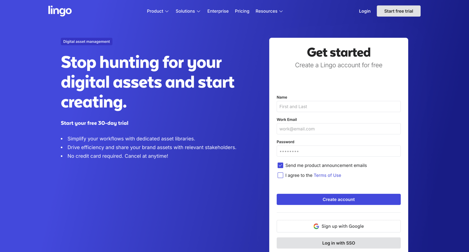 Lingo - Get started screen