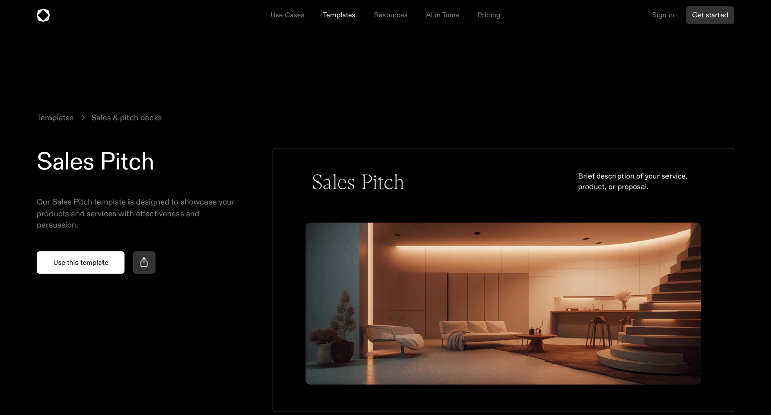 Tome - AI-Powered Sales Pitch Deck Template | Tome screen