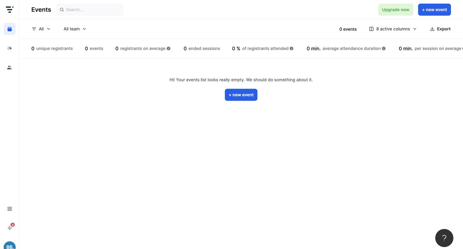 Livestorm - Dashboard | Livestorm screen