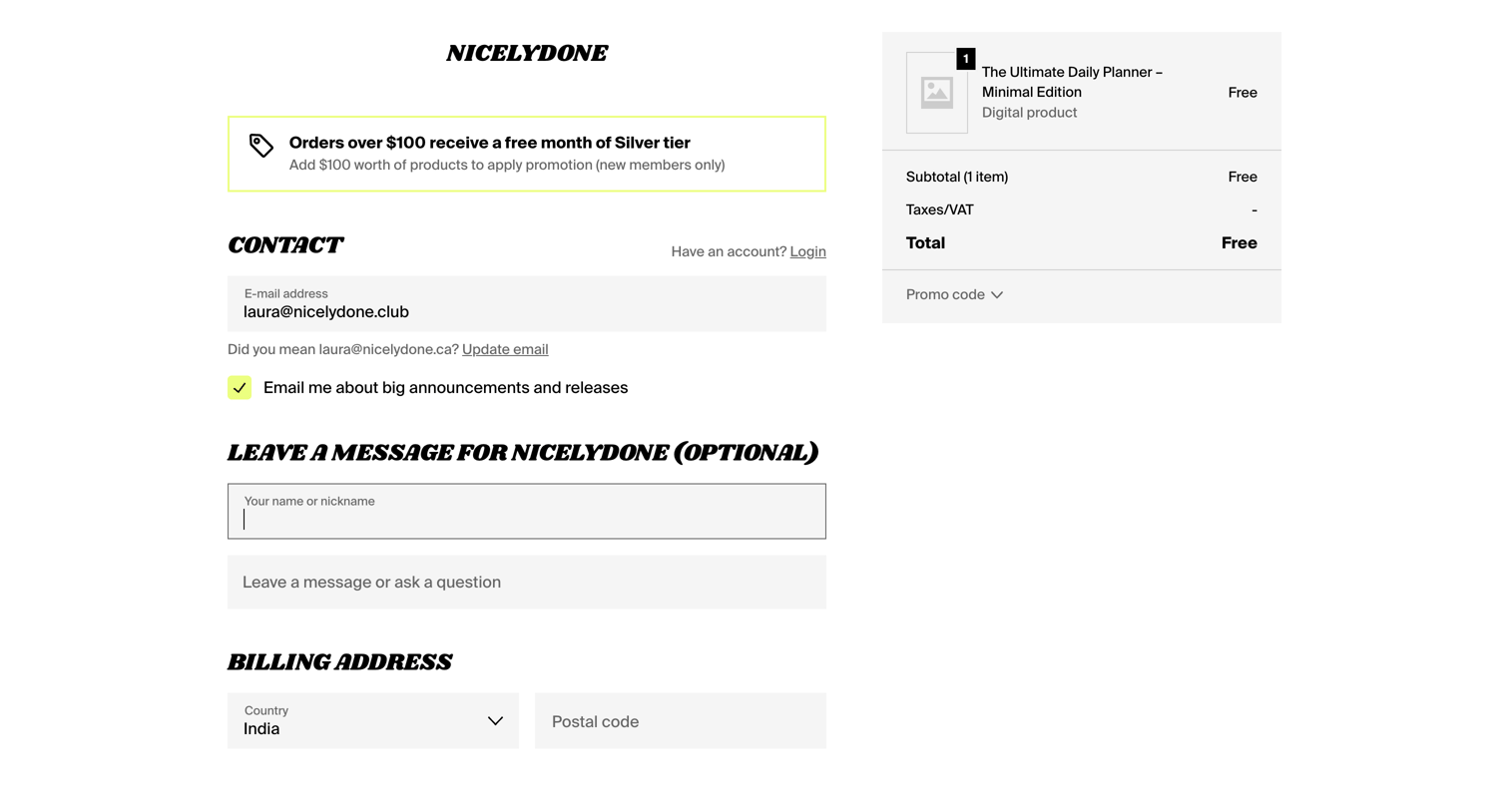 Fourthwall - Checkout | Nicelydone screen