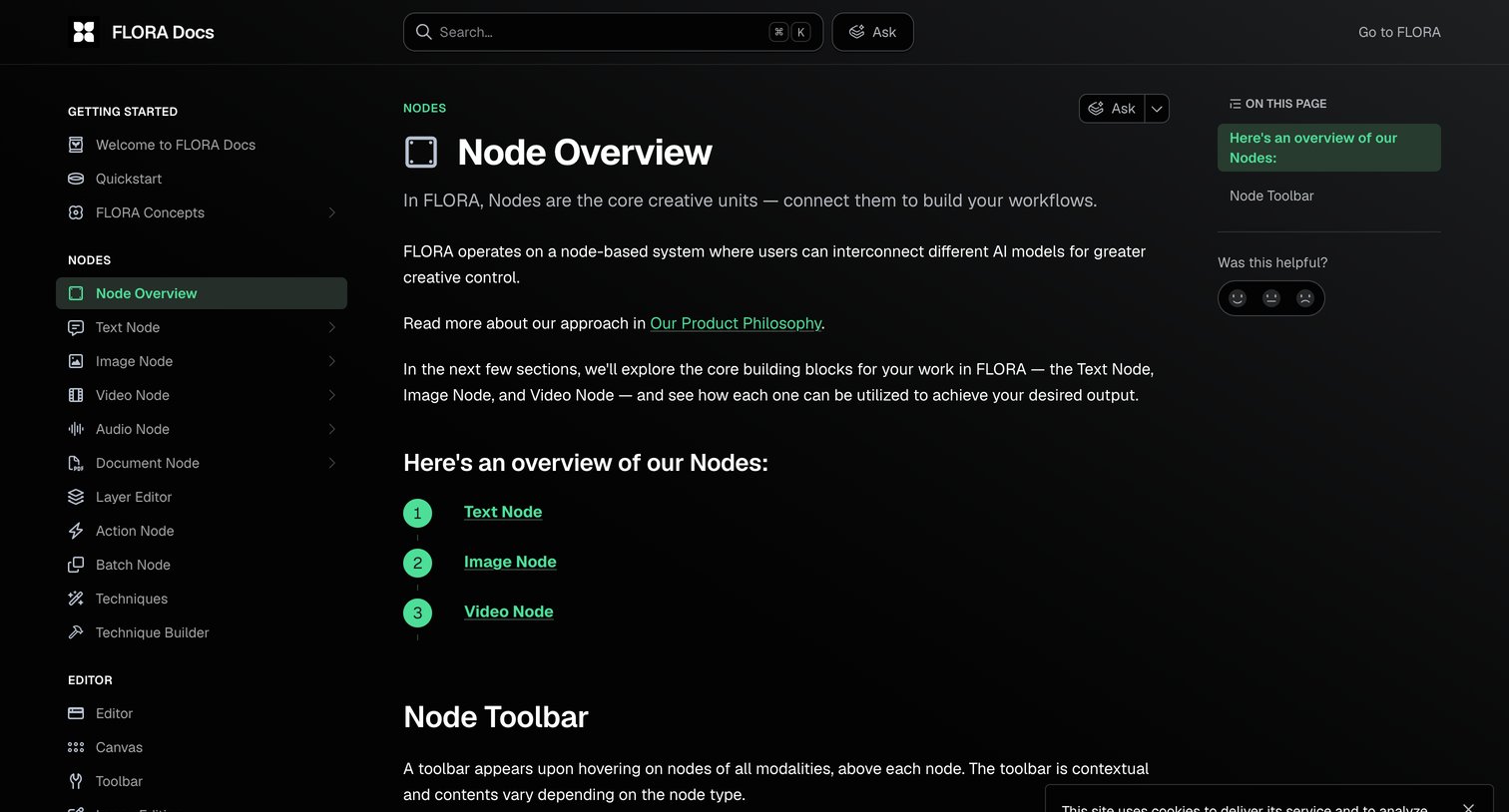 Flora - Node Overview FLORA Docs screen