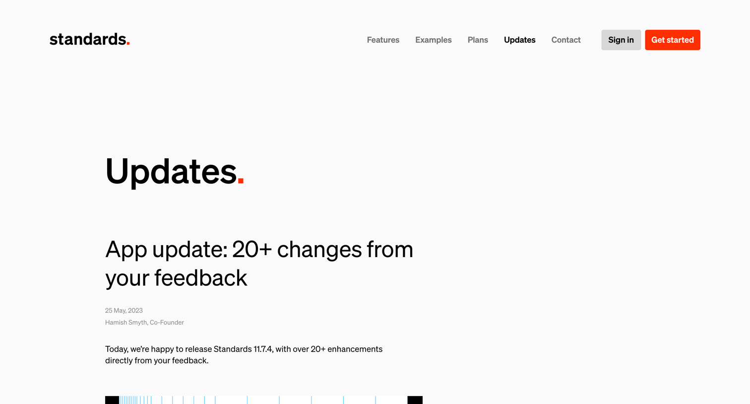 Standards - Updates, release notes, and news — Standards screen
