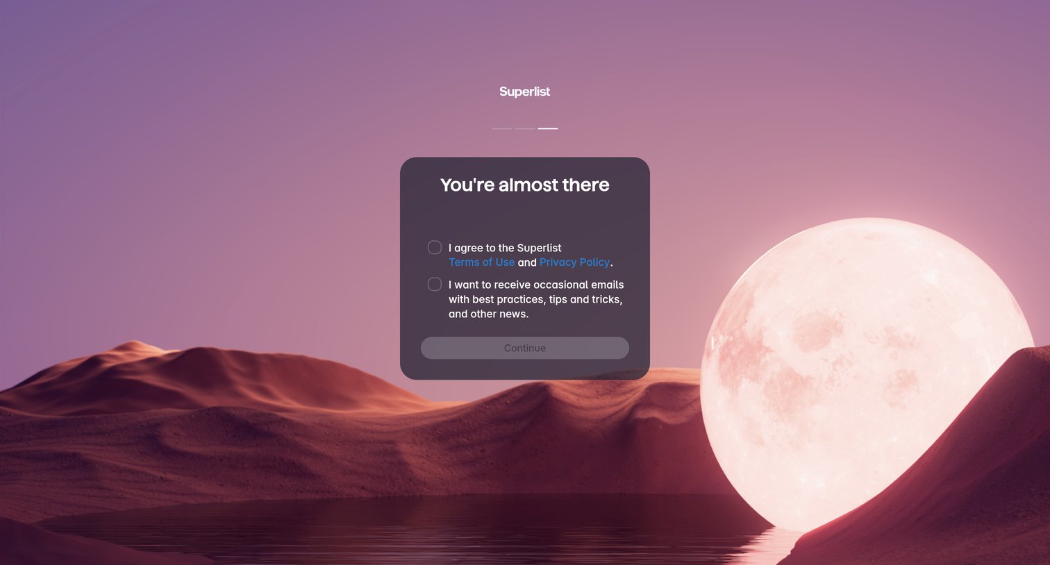 Superlist screen