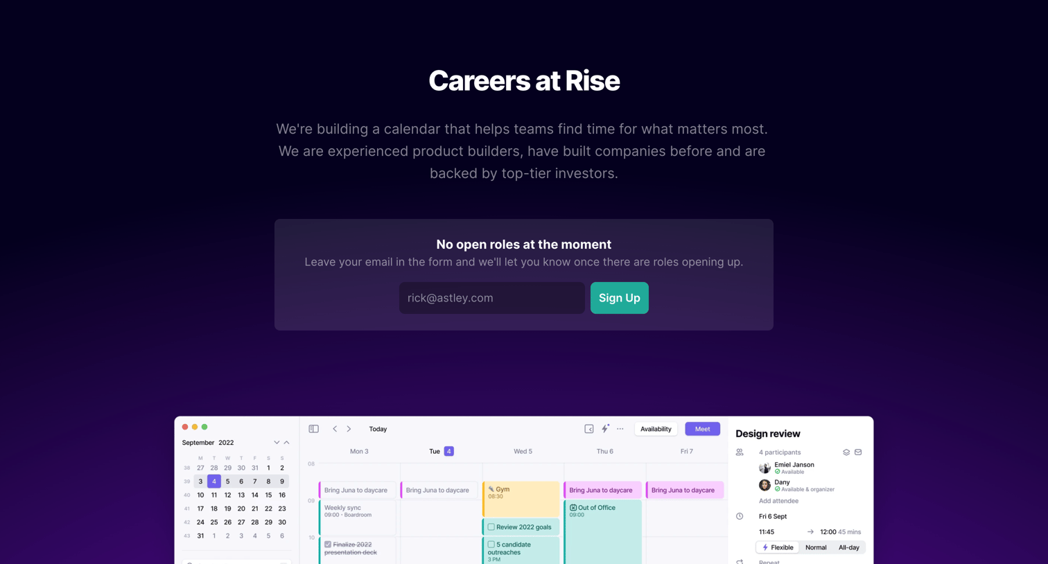 Rise - Careers at Rise screen