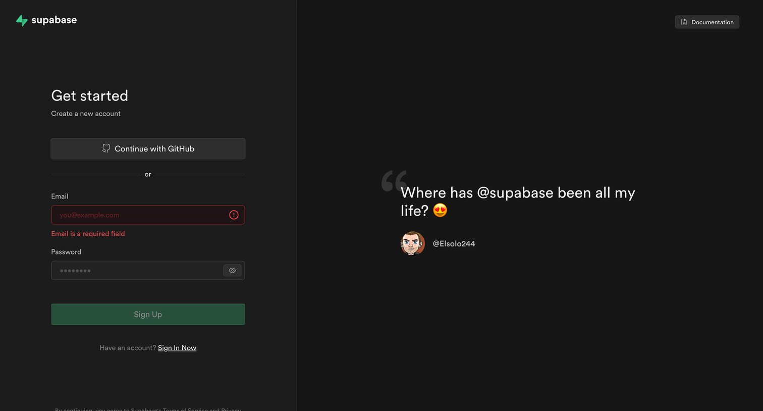 Supabase screen