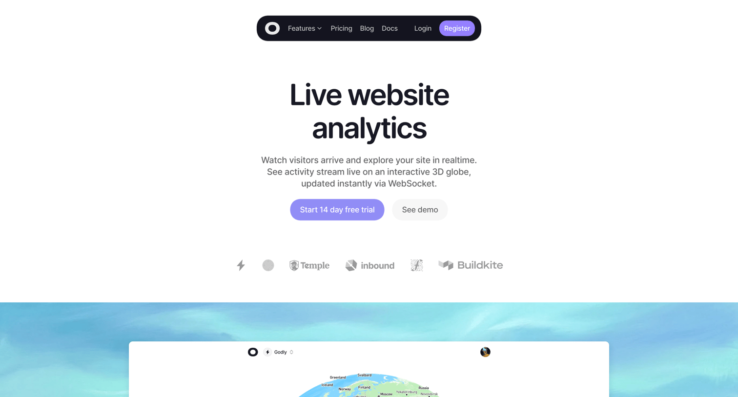 Visitors - Live Website Analytics - Visitors screen