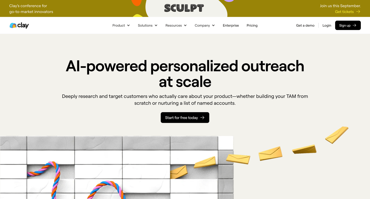 Clay - Personalized outreach at scale that’s a win-win | Clay.com screen