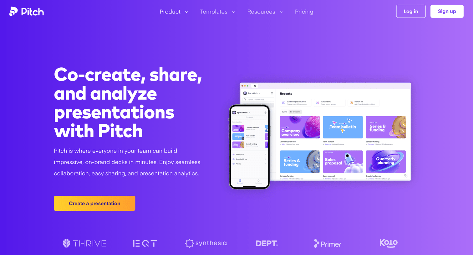 Pitch - Product | Pitch screen