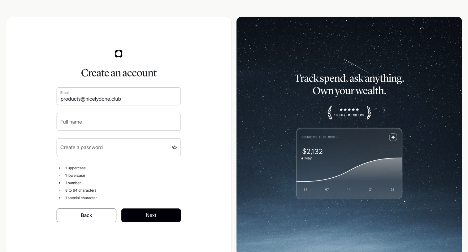 Origin Financial screen