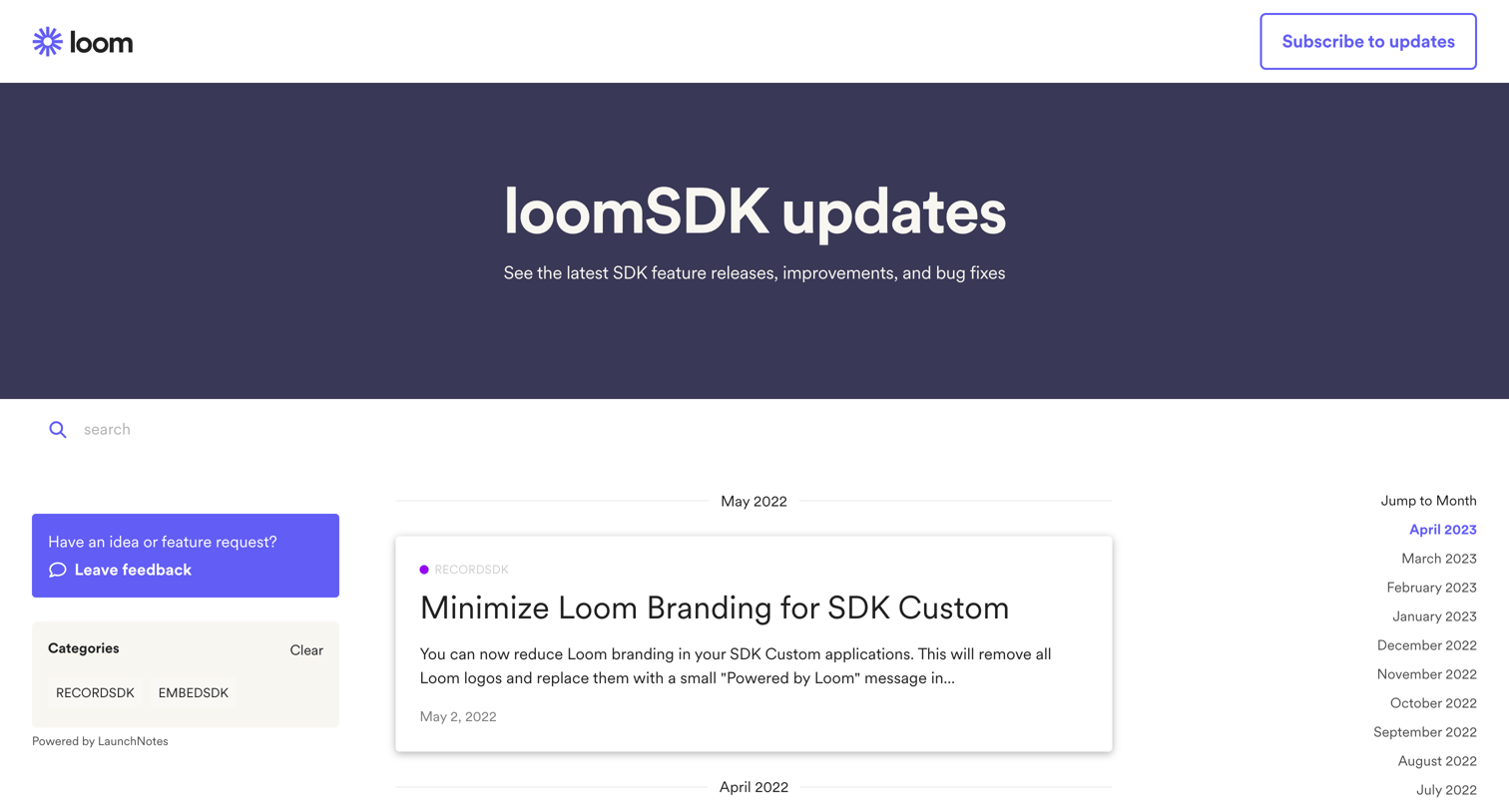 Loom - loomSDK Developers - loomSDK updates screen