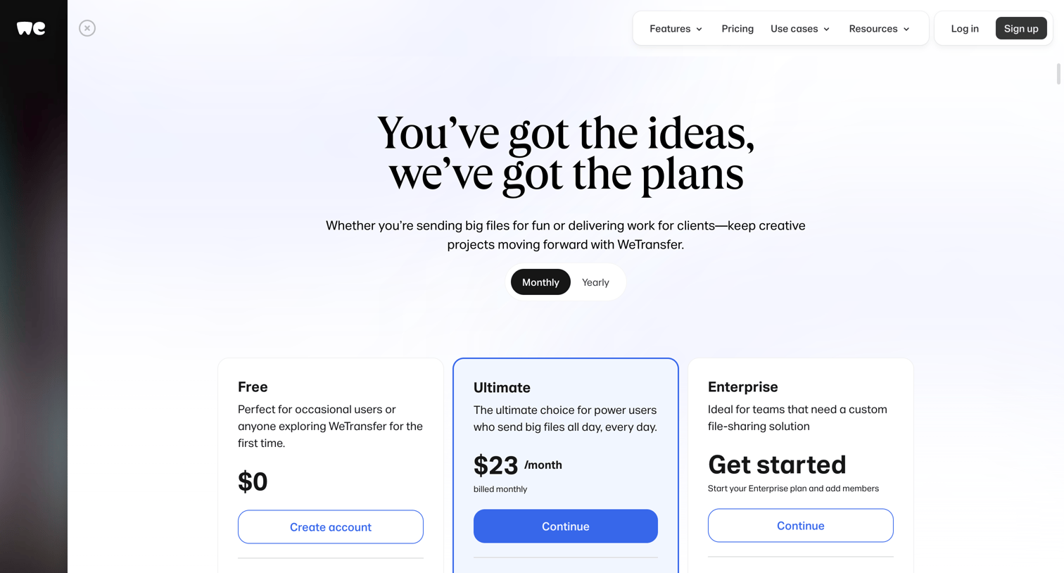 WeTransfer - WeTransfer | Send Large Files Fast screen