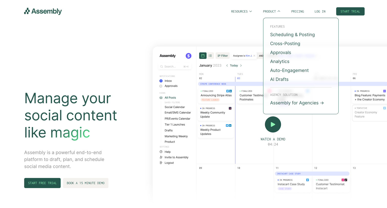 Assembly - Assembly | Social Media Management Tool screen