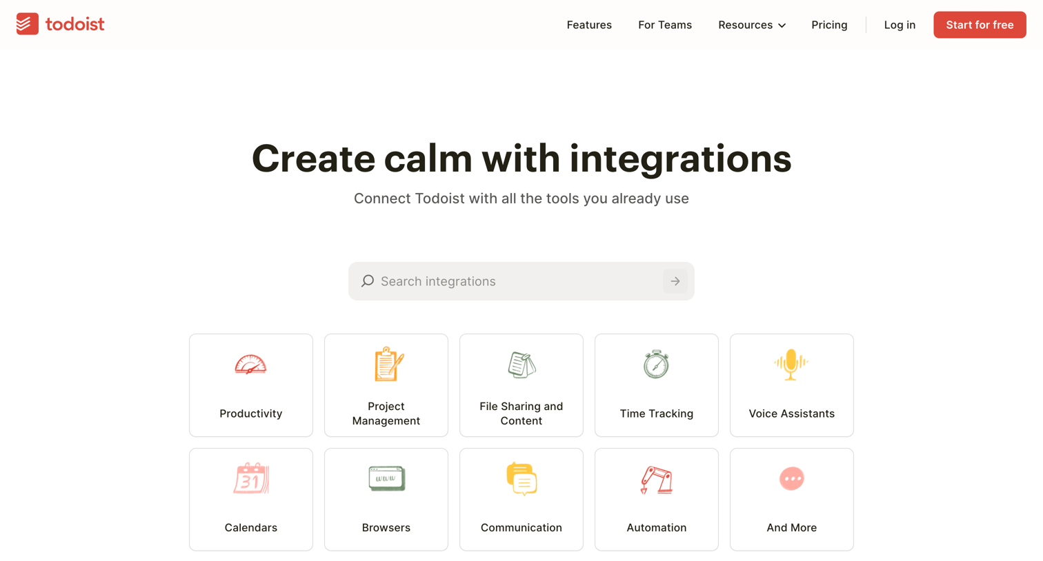 Todoist - Integrations | Todoist screen
