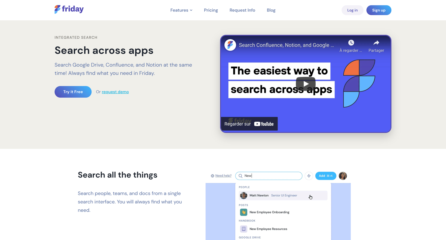 Friday - Search across apps | Friday.app screen