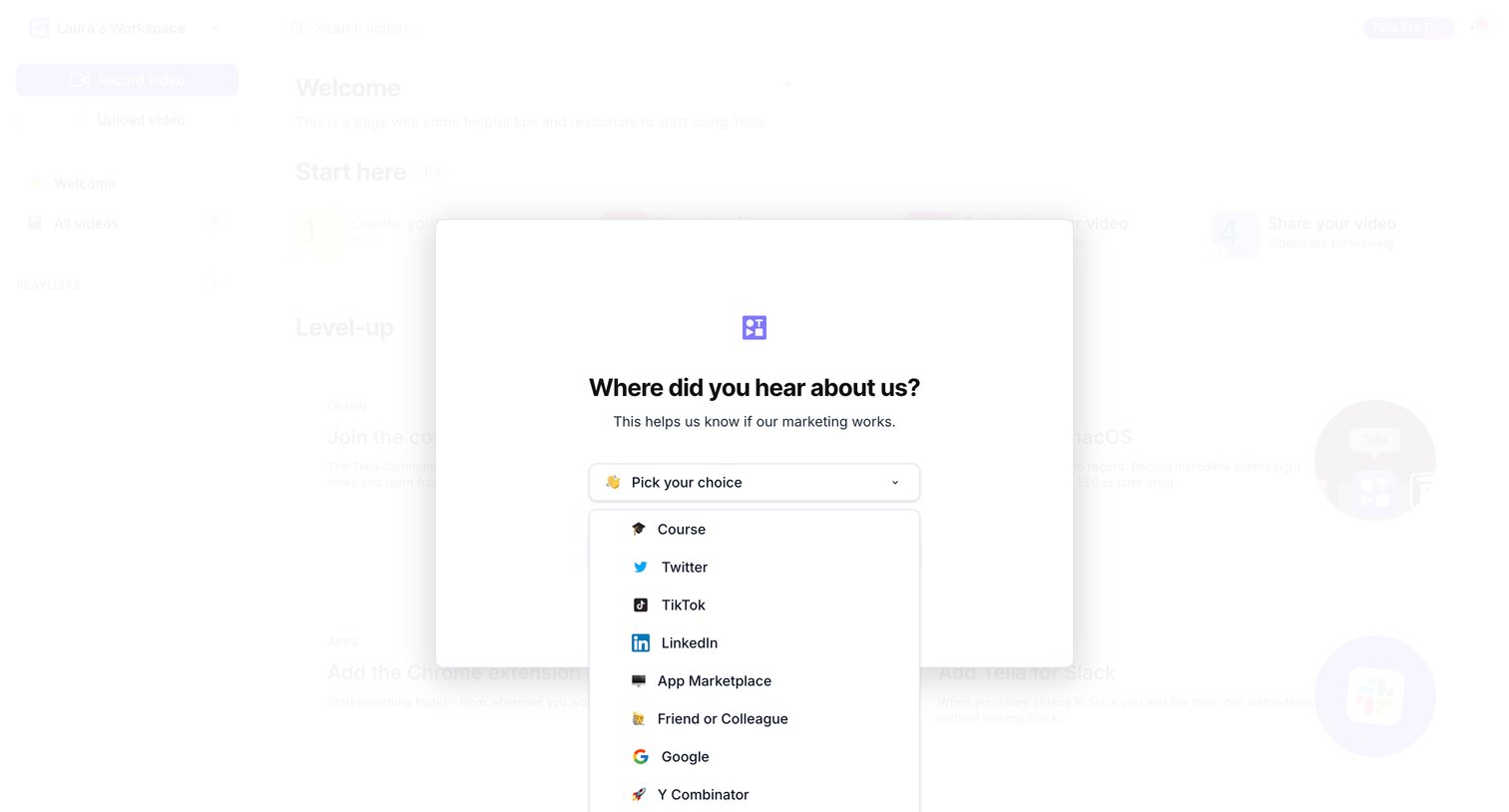 Tella - Tella — Video recording for work screen
