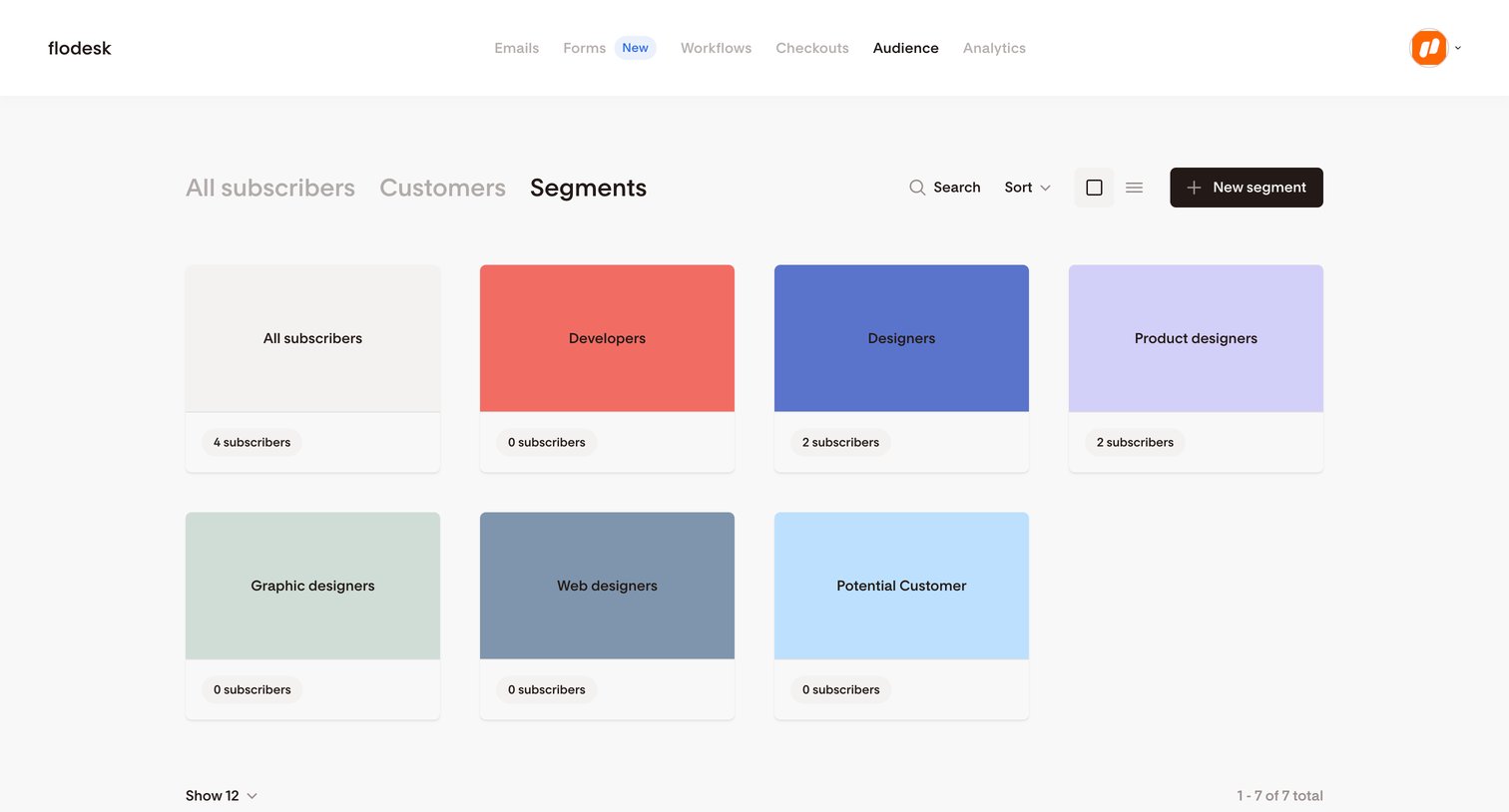 Flodesk - Segments | Flodesk screen