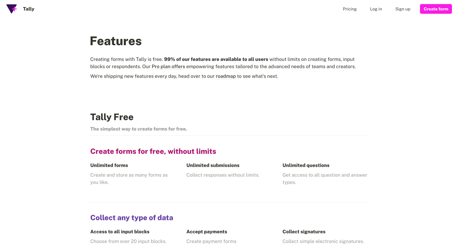 Tally - Features - Tally screen