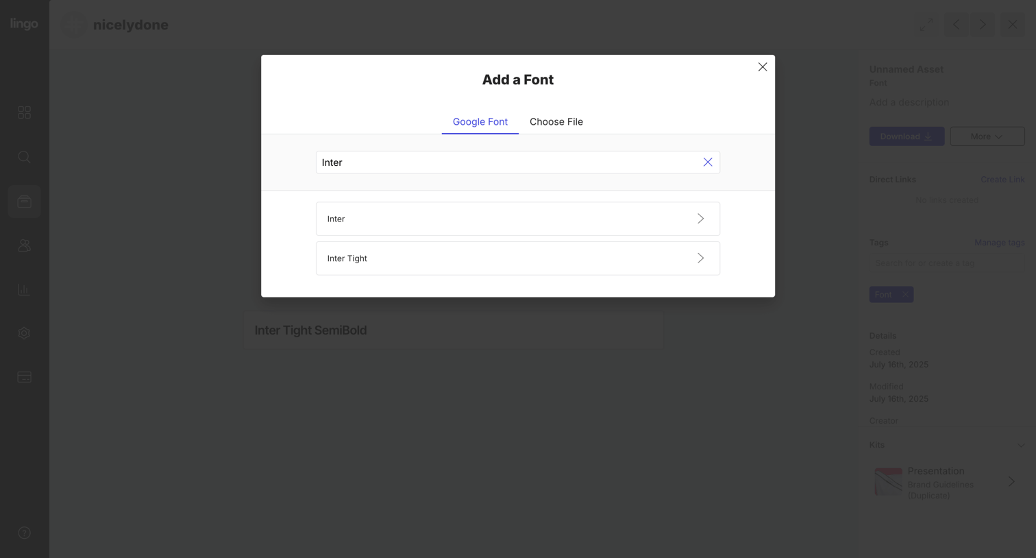 Lingo - nicelydone Library screen
