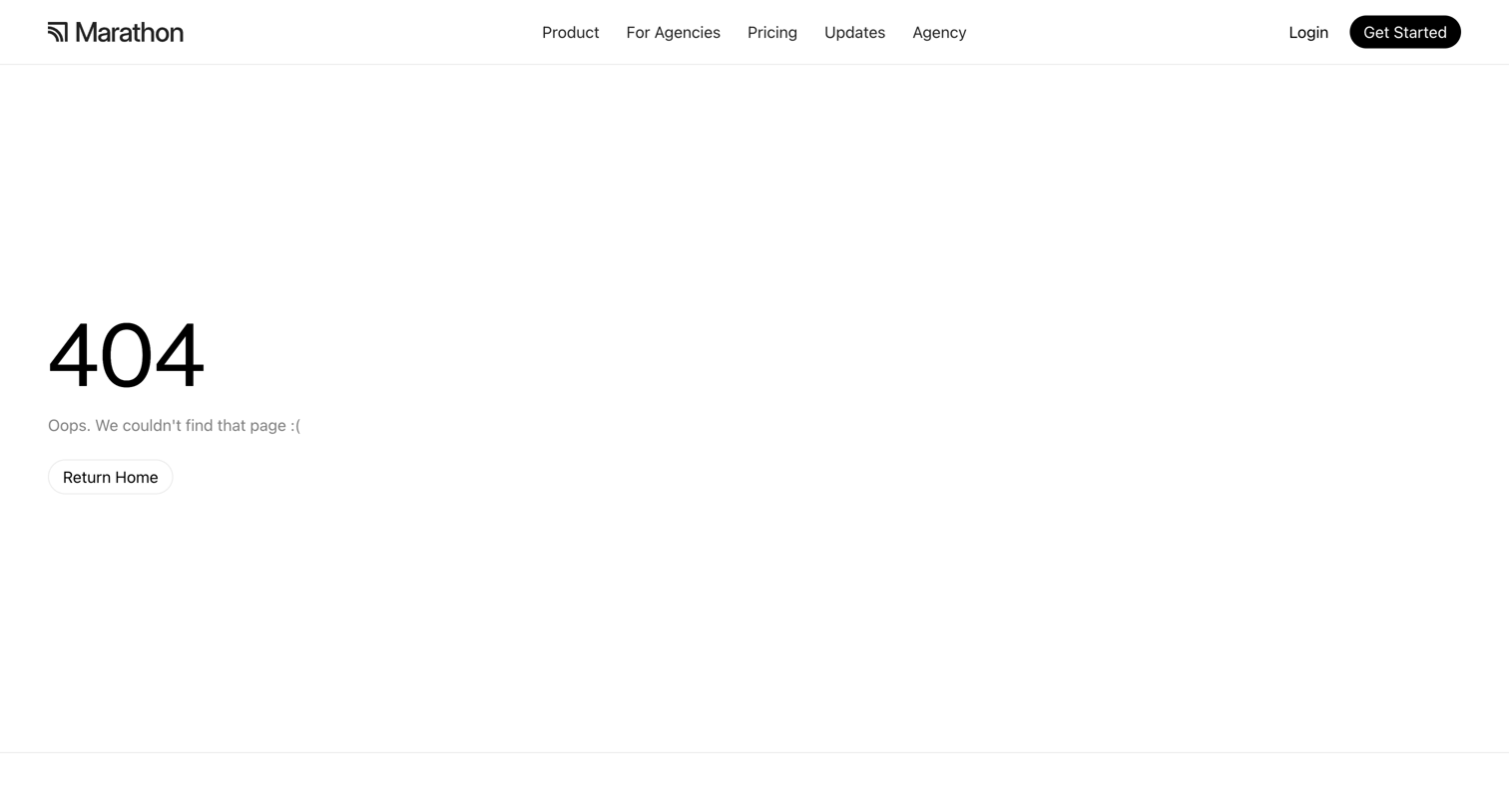 Marathon - Not Found screen
