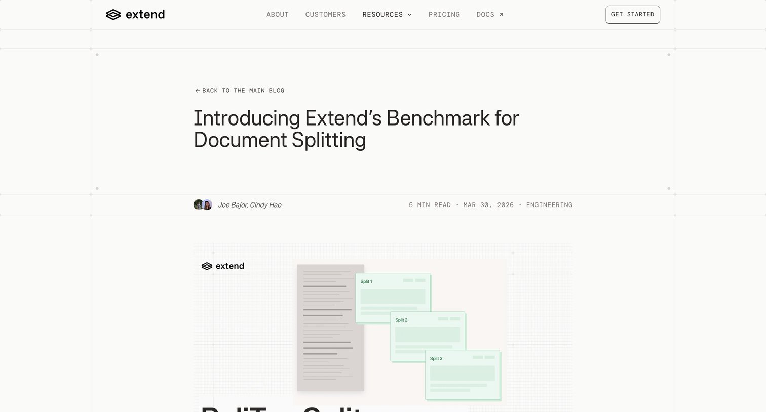 Extend - Document Splitting Benchmark: How We Measure Split Accuracy | Extend screen