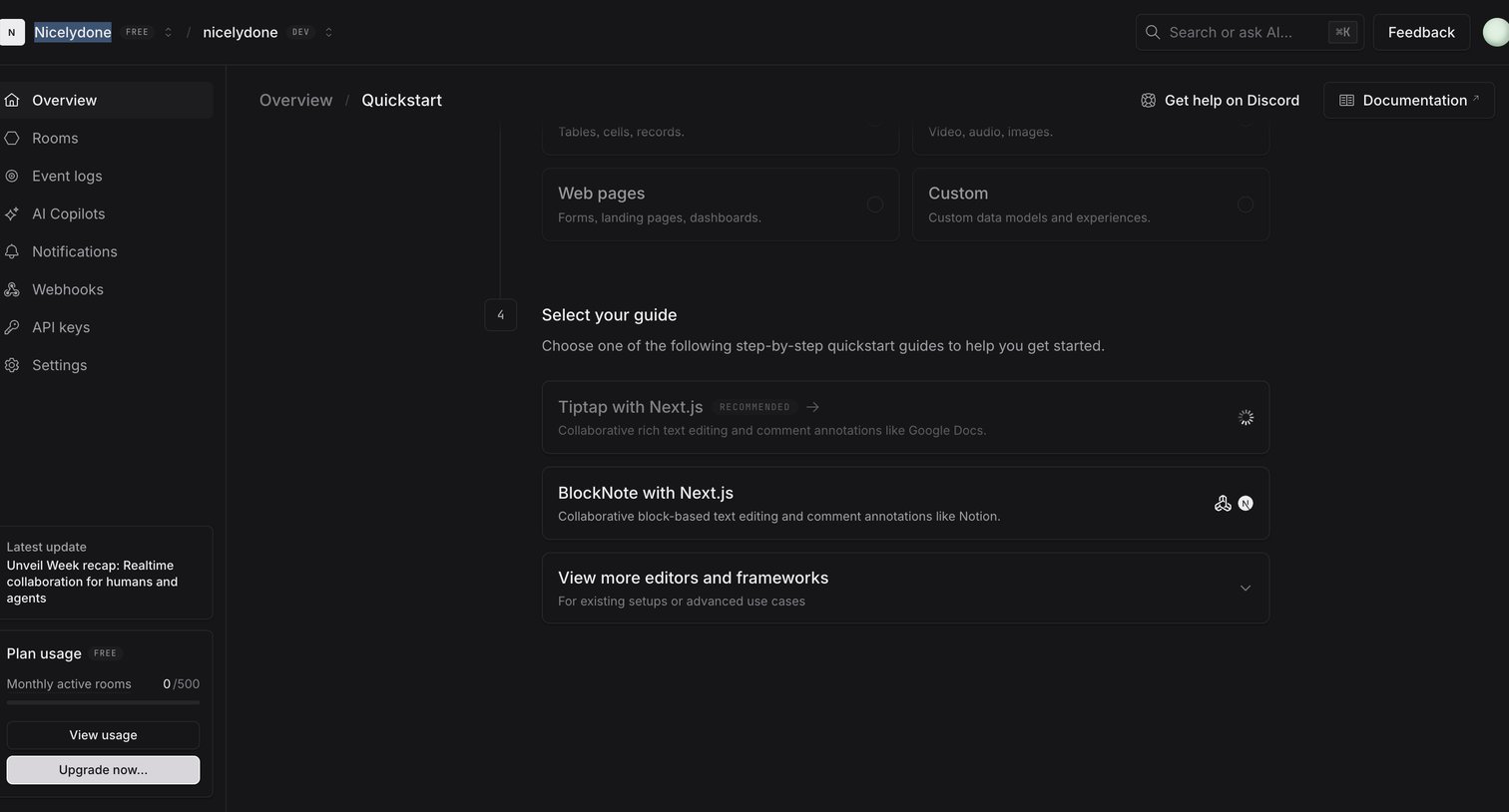nicelydone (Development) | nicelydone (Development) | Quickstart from Liveblocks
