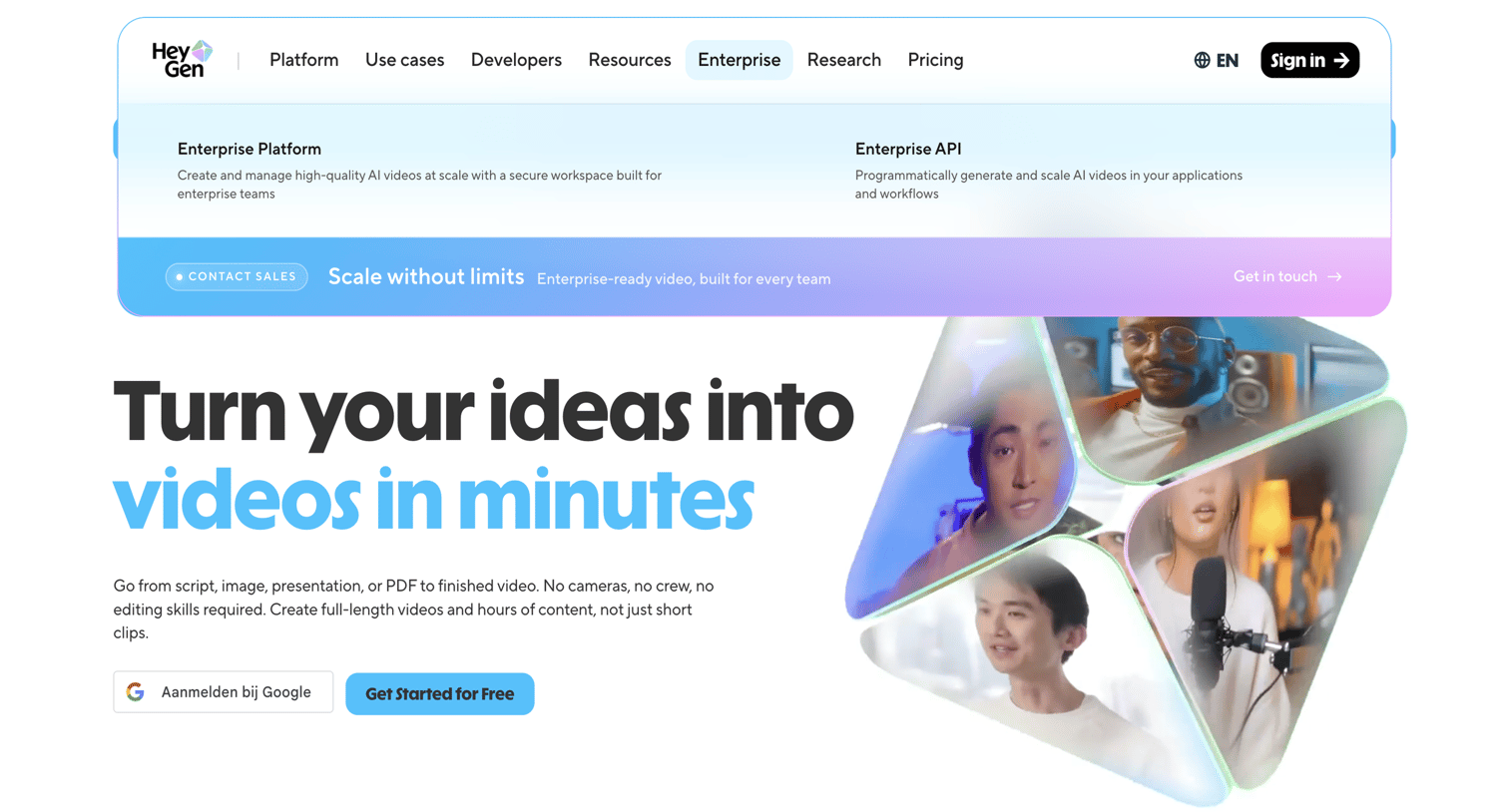 HeyGen - Free AI Video Generator: Create Stunning Videos with AI - Research screen