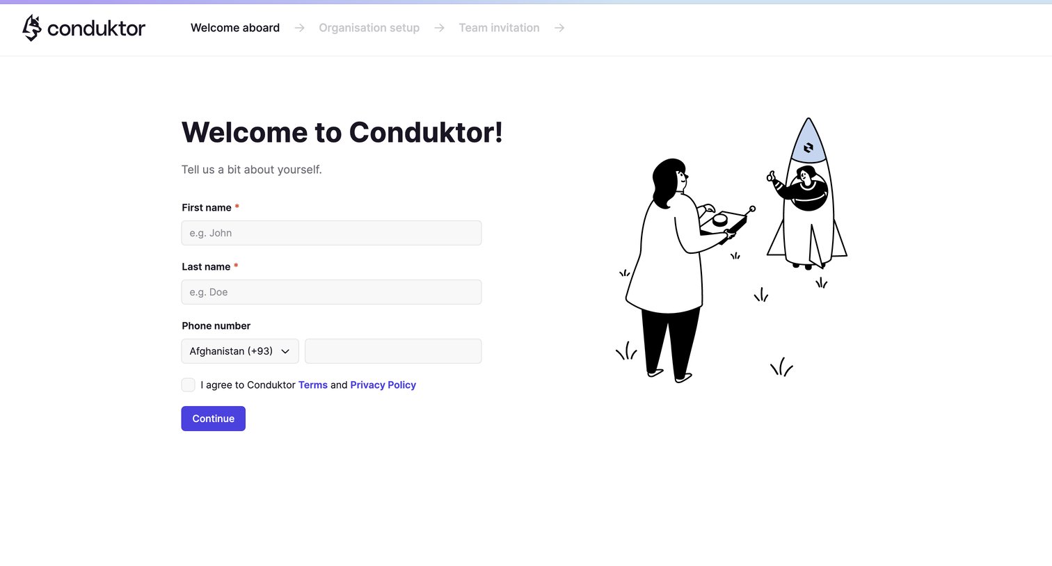 Conduktor - Conduktor Signup screen