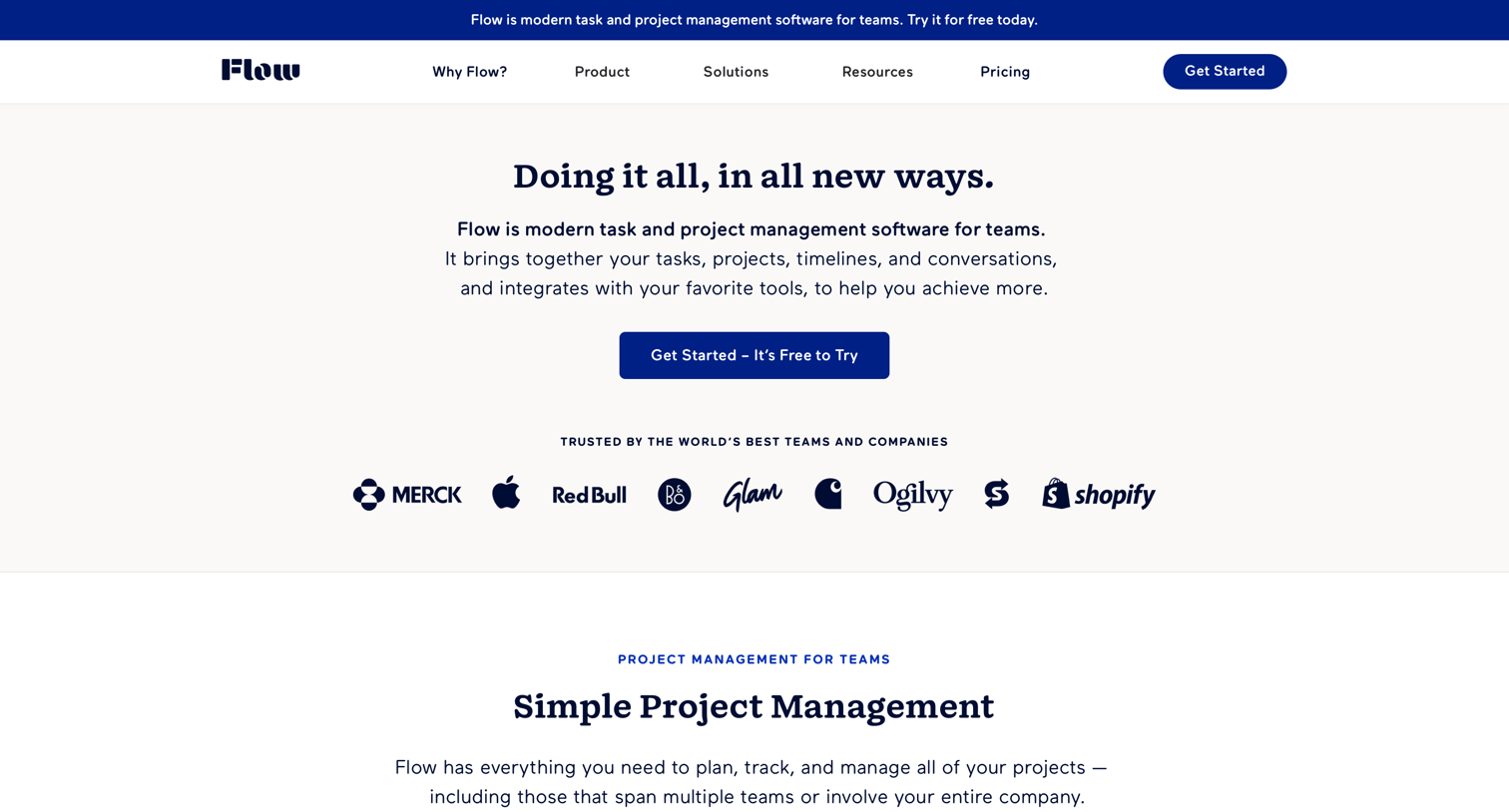 Flow - Customizable Online Project Management Platform - Flow screen