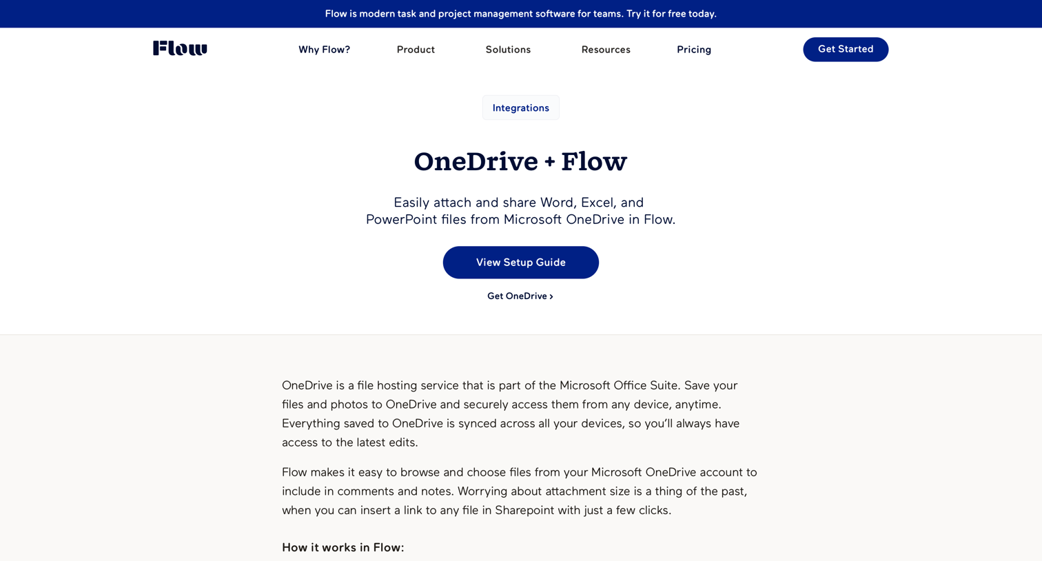 Flow - Microsoft OneDrive - Connect Tools to Flow - Flow screen