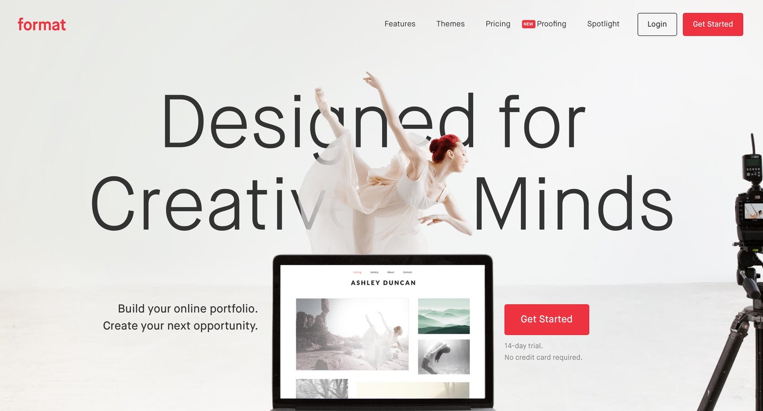 Format - Landing page screen
