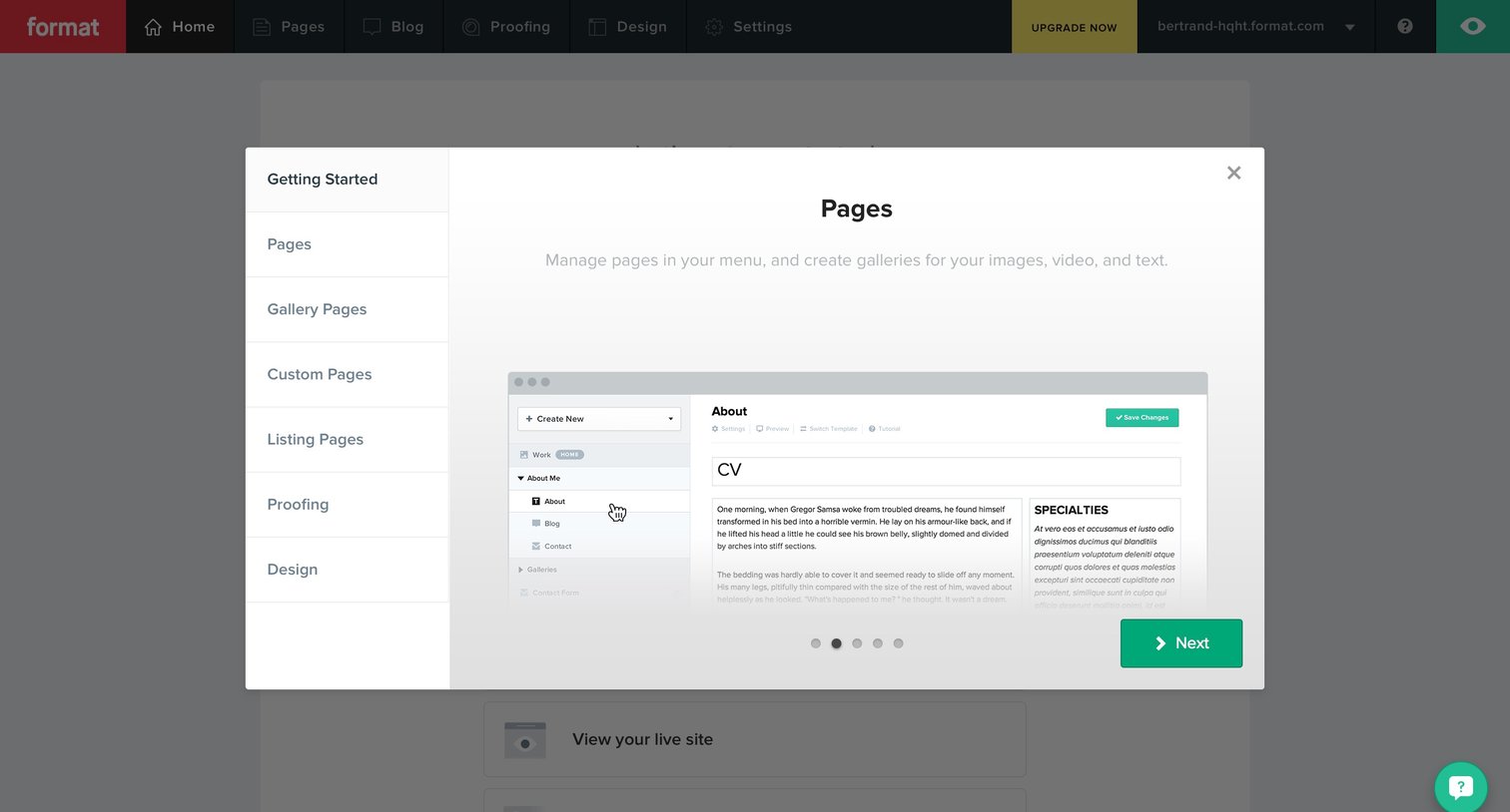 Format - Onboarding screen