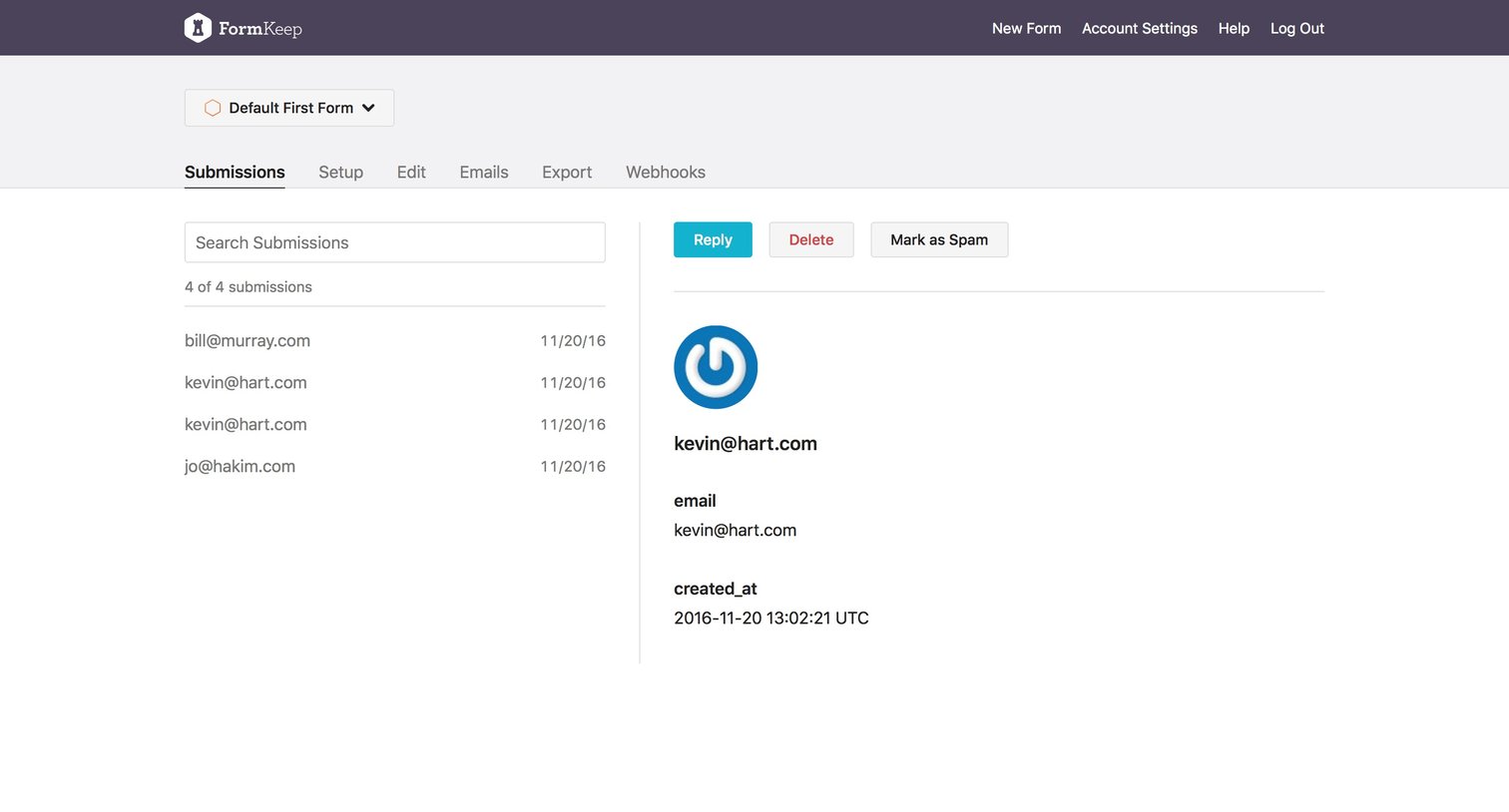 Formkeep - List screen