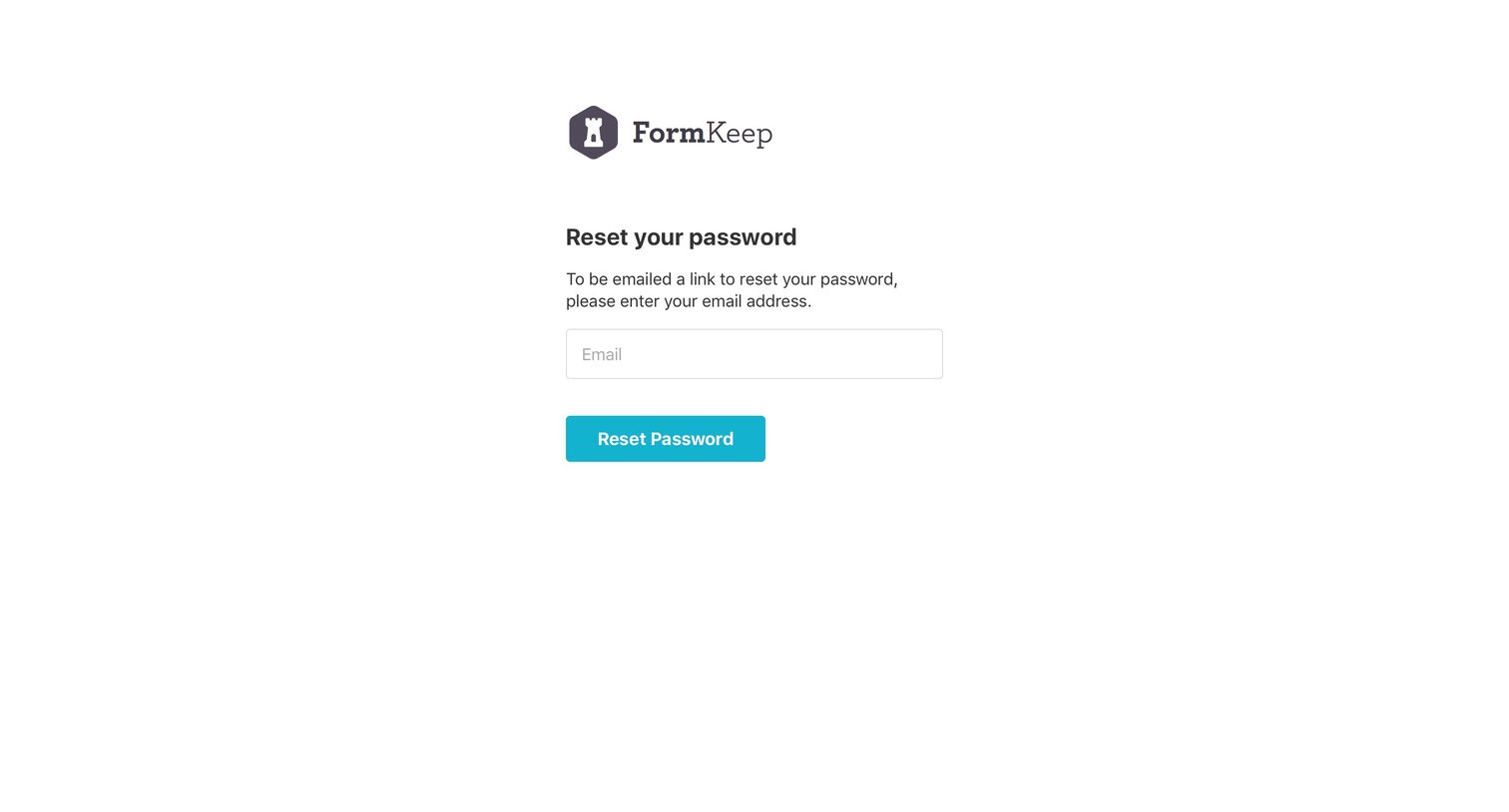 Formkeep - Password reset screen