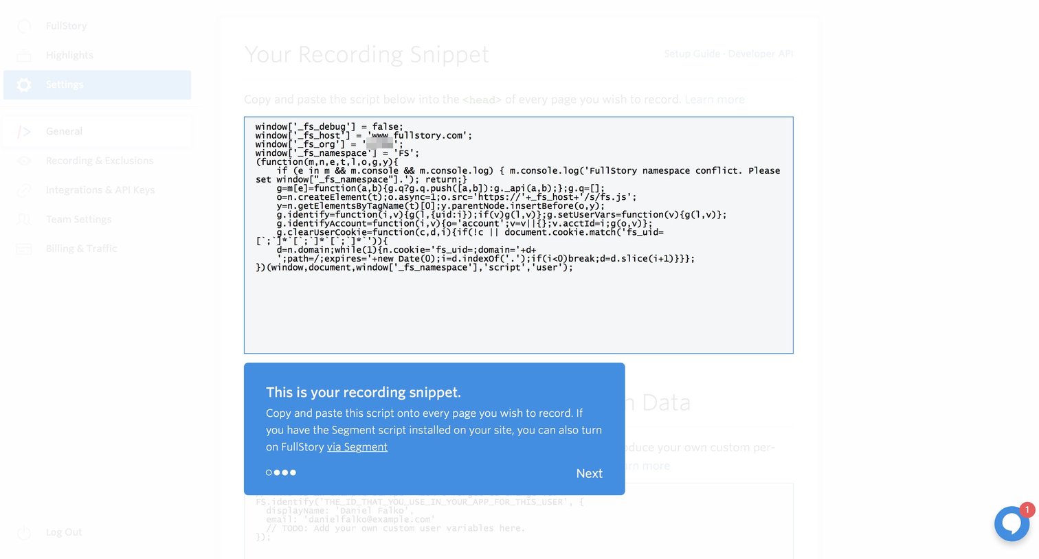 Onboarding from Fullstory