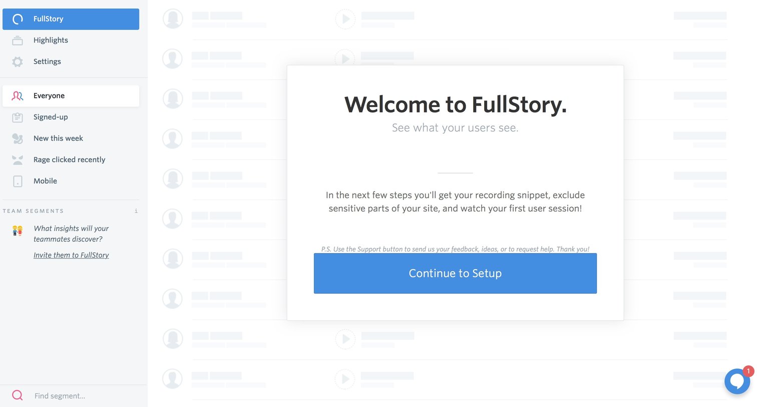 Onboarding from Fullstory