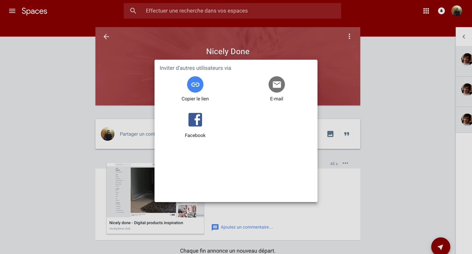 Invite friends from Google spaces