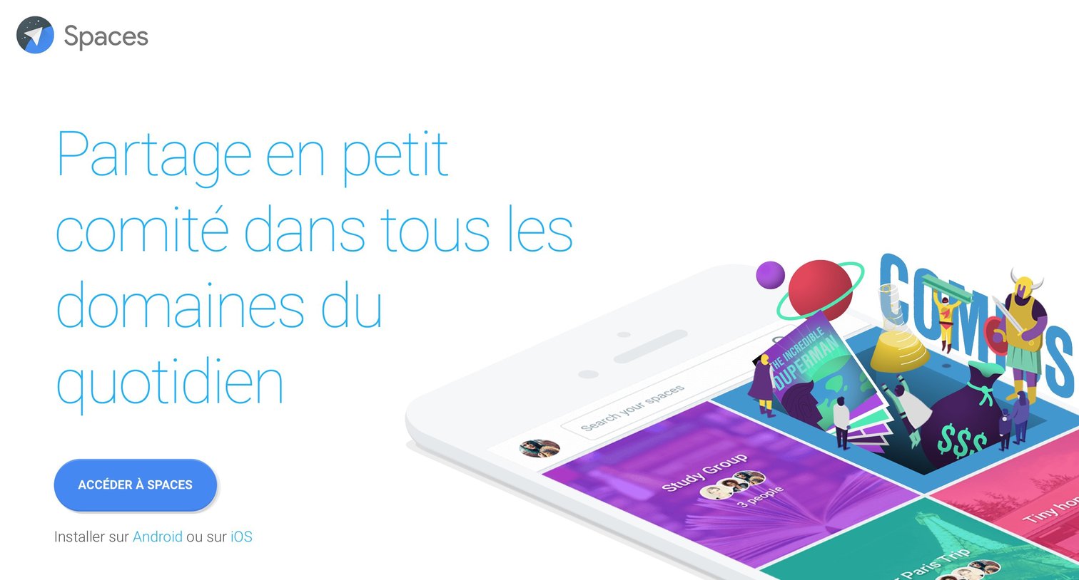 Landing page from Google spaces