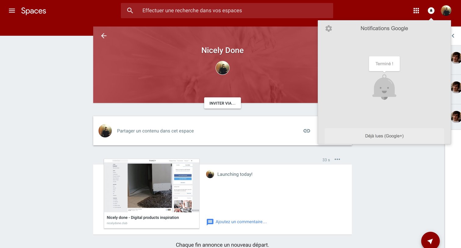 Notifications from Google spaces