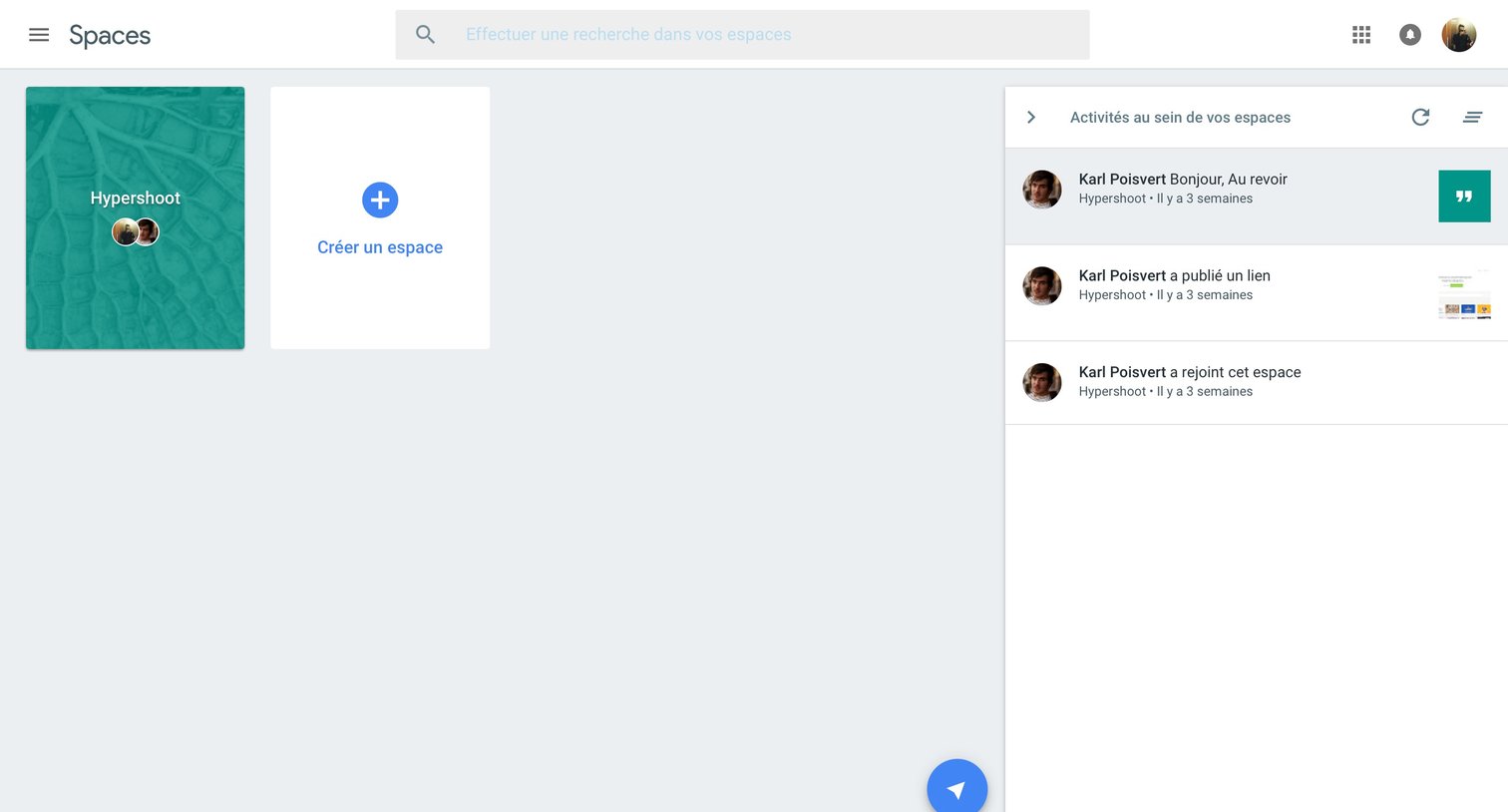 Notifications from Google spaces