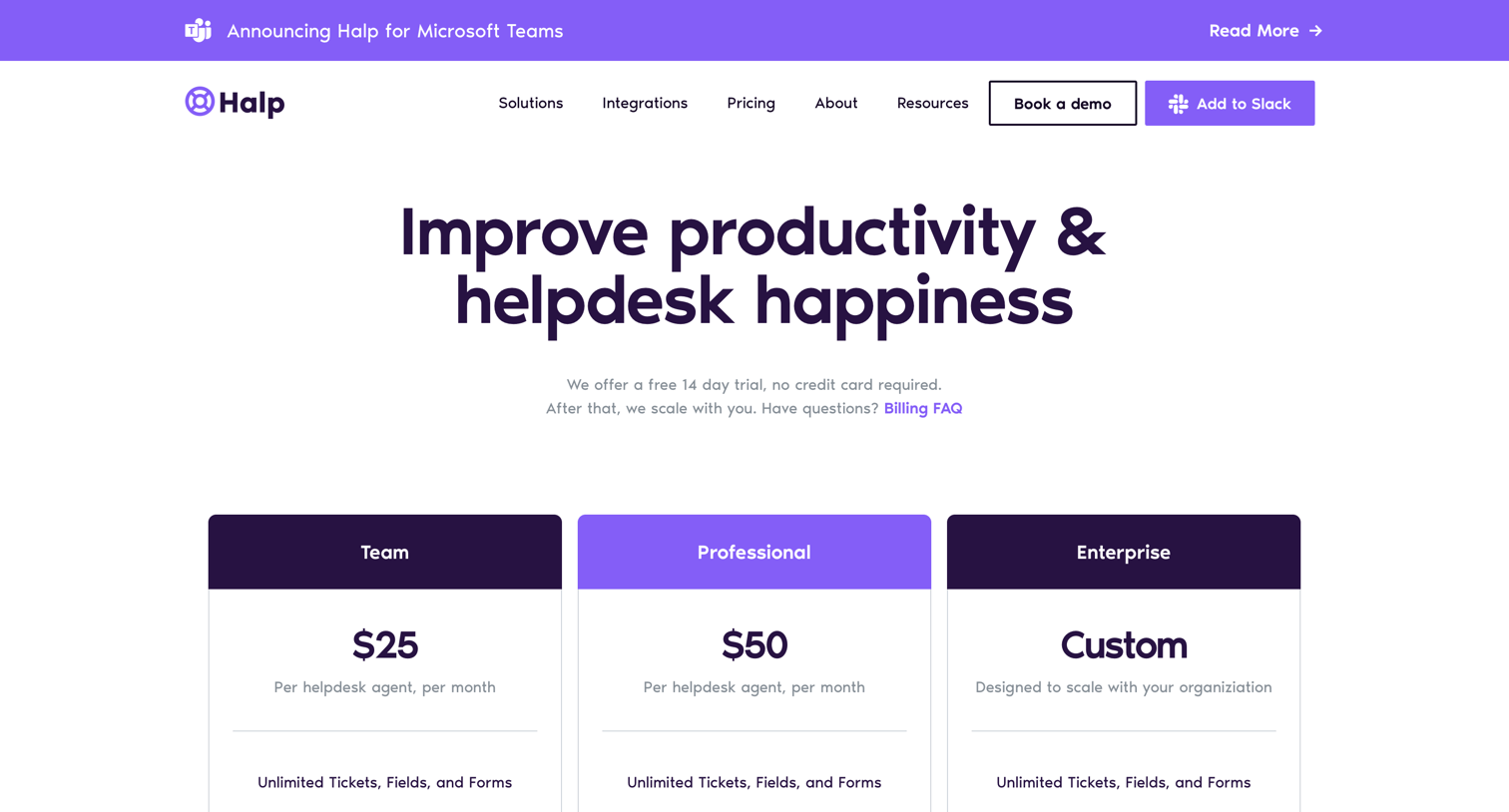 Plans & pricing from Halp