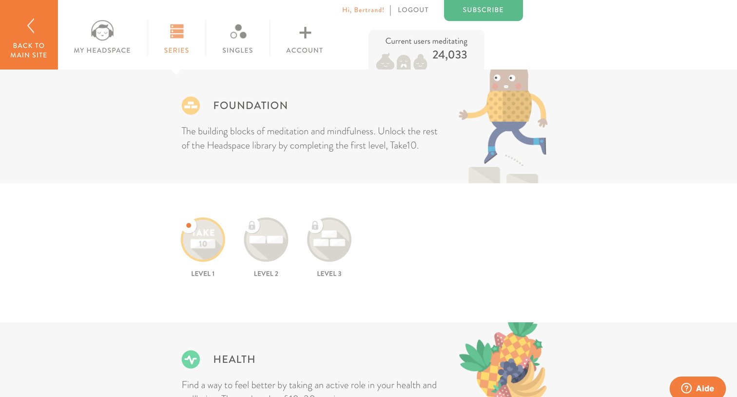 Headspace - Collection screen