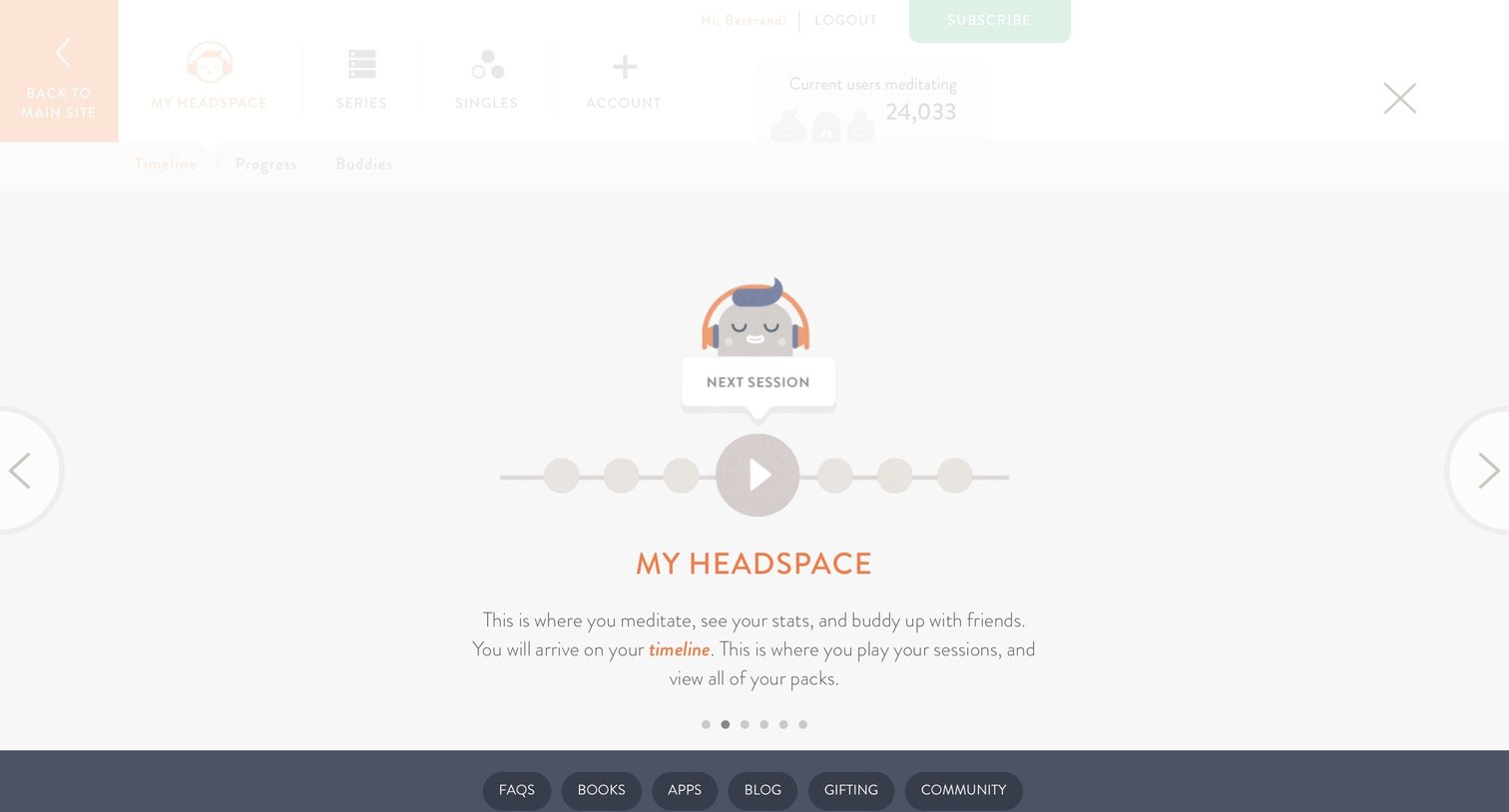 Headspace - Onboarding screen