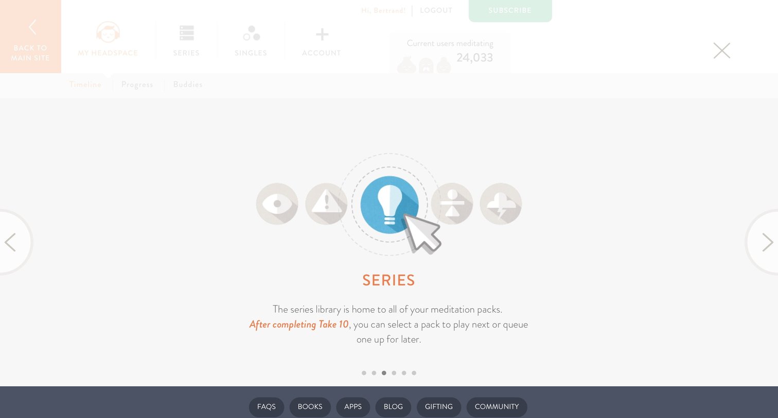 Headspace - Onboarding screen