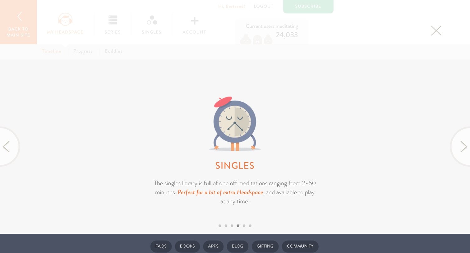 Headspace - Onboarding screen