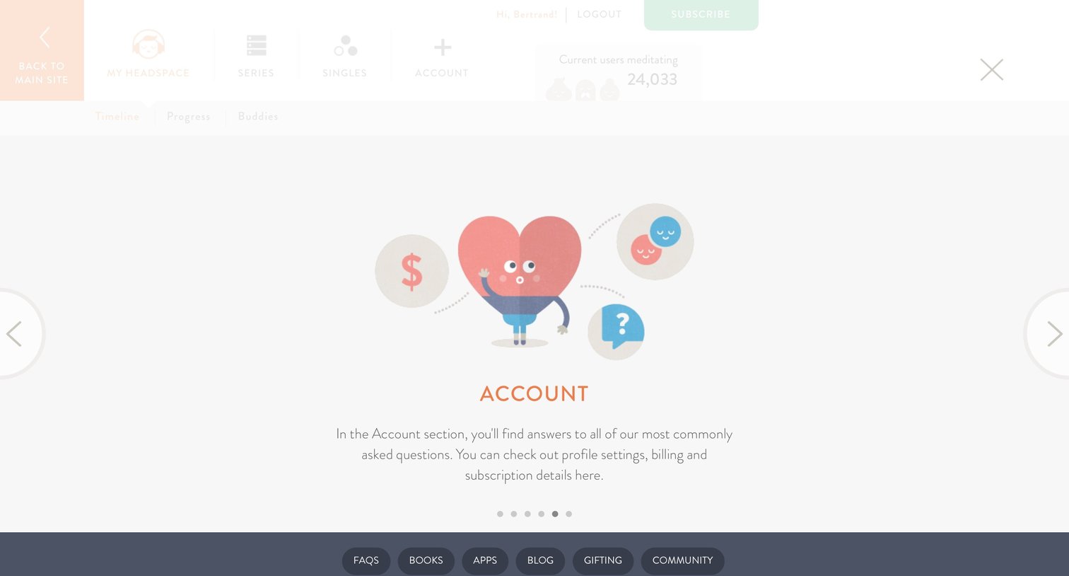 Headspace - Onboarding screen