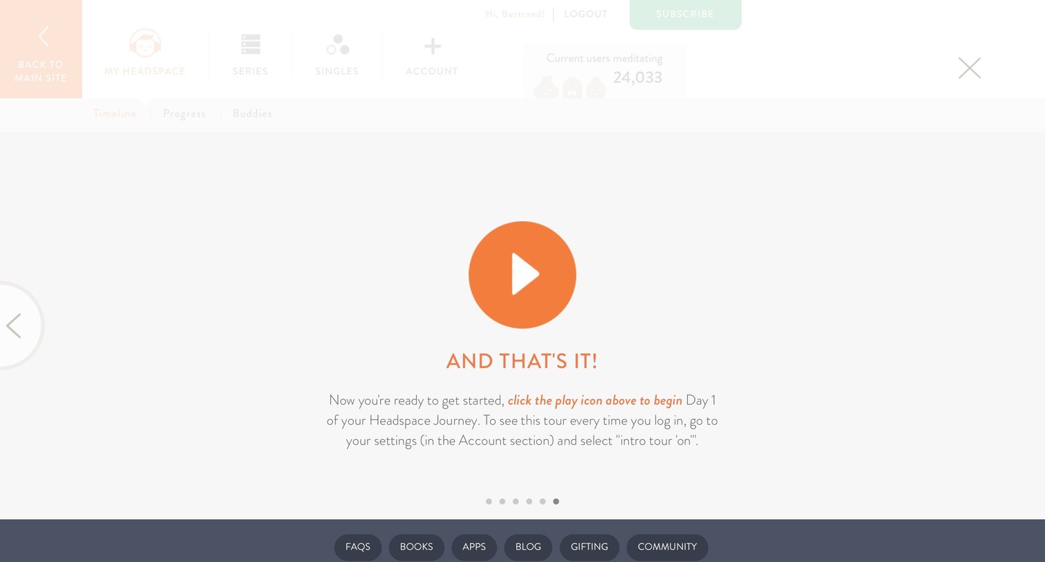 Headspace - Onboarding screen