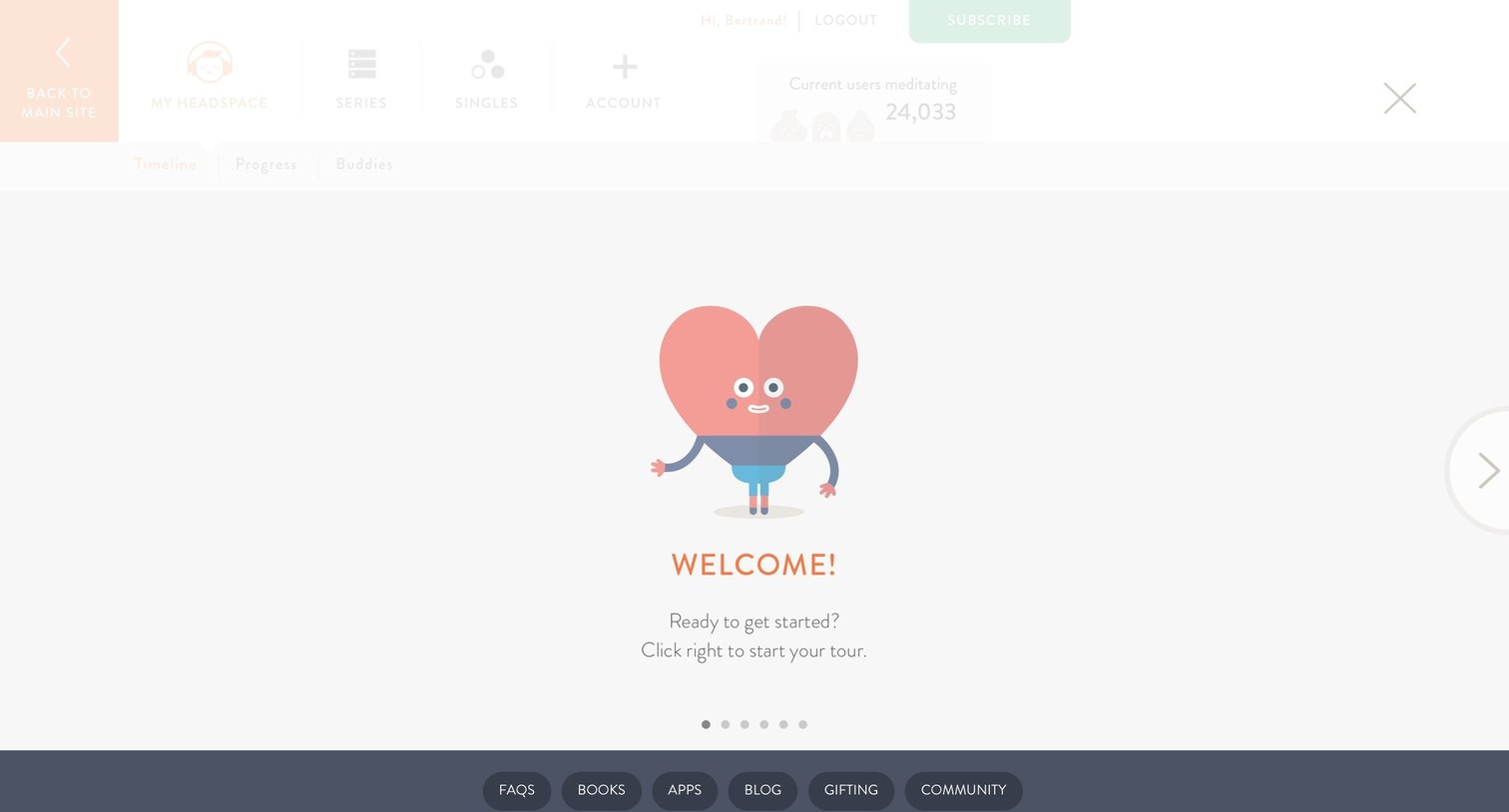 Headspace - Onboarding screen