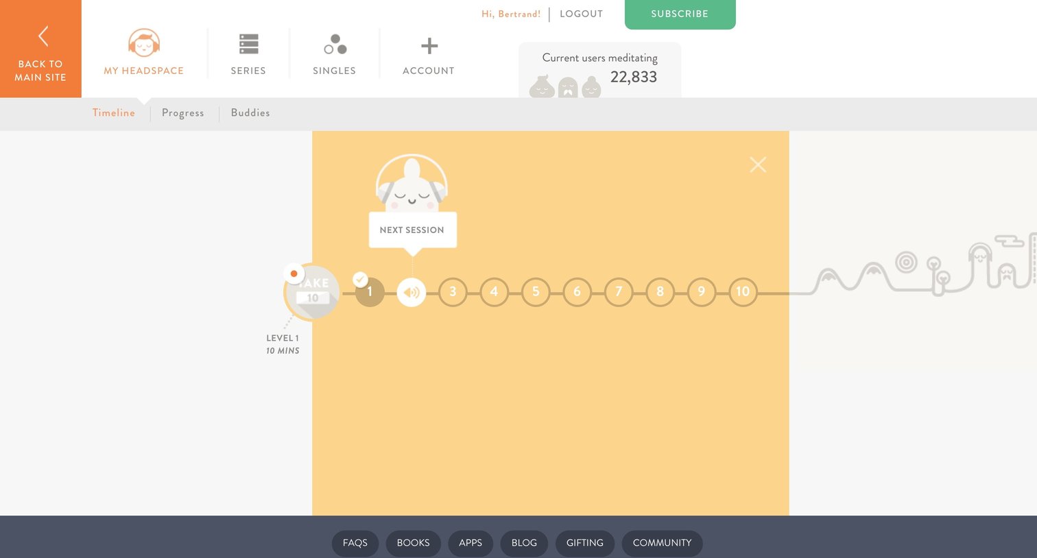 Headspace - Timeline screen