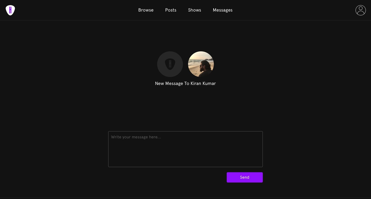 Hendrix - Send message screen
