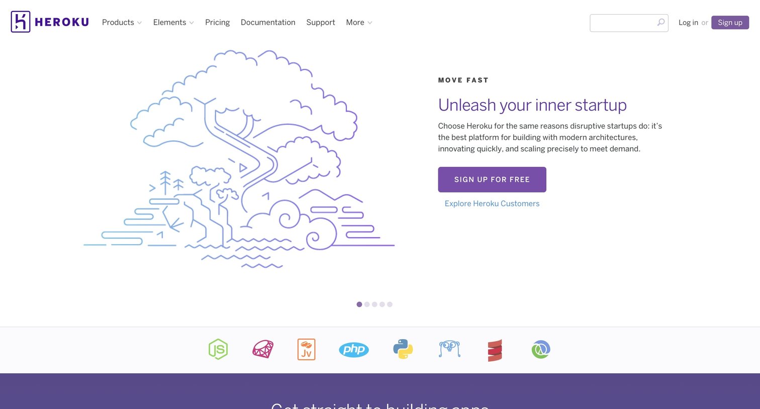 Heroku - Landing page screen